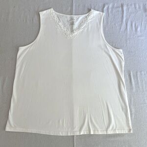 CJ Banks Ivory Lace Trim Top 2X